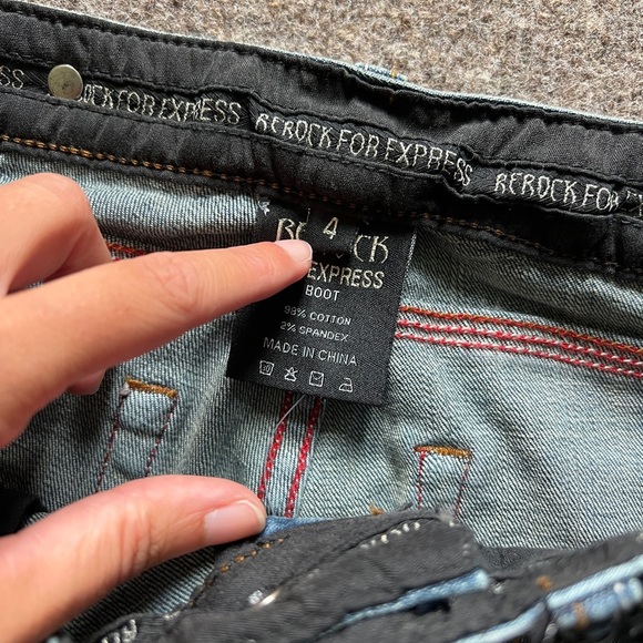 NWT Y2K ReRock for EXPRESS Boot Cut Low Rise Jeans Embroidered Size 4 (31x32.5) - Picture 4 of 16